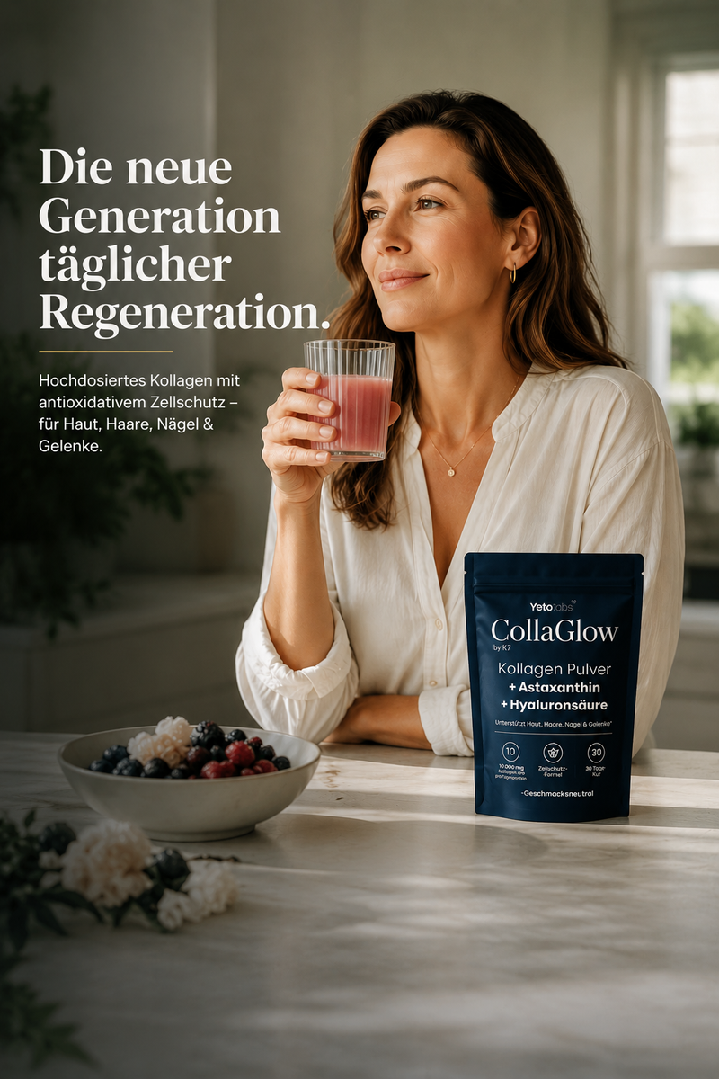 CollaGlow — Nahrungsergänzungsmittel mit Kollagen, Hyaluronsäure & Astaxanthin